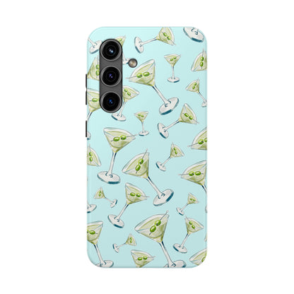 Watercolor Blue and Green Martinis Tossed Illustrated Pattern Turquoise Blue Tough Phone Case | Various Models