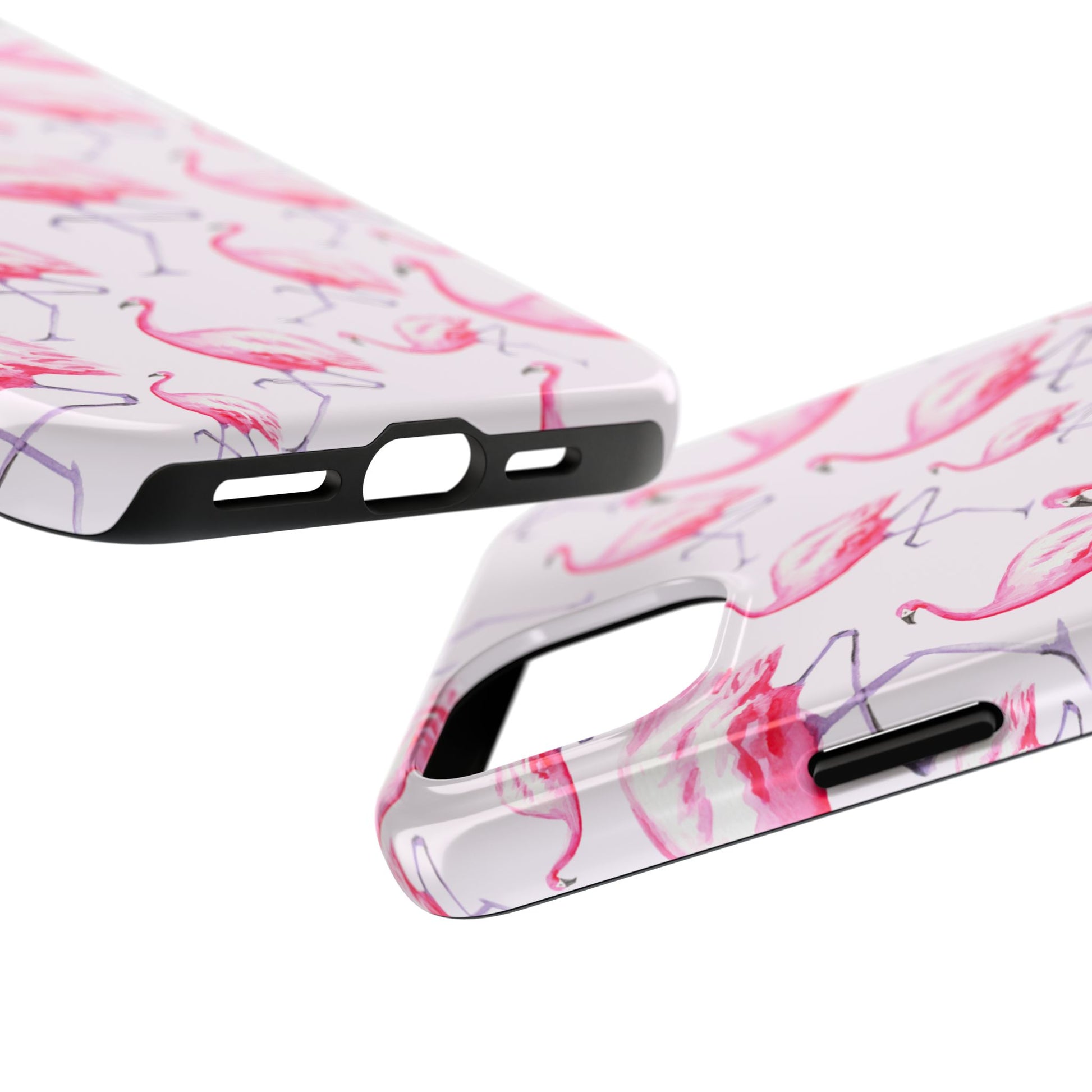 Pink Flamingos Watercolor Illustrated Tossed Pattern Blush Phone Case | Various Models