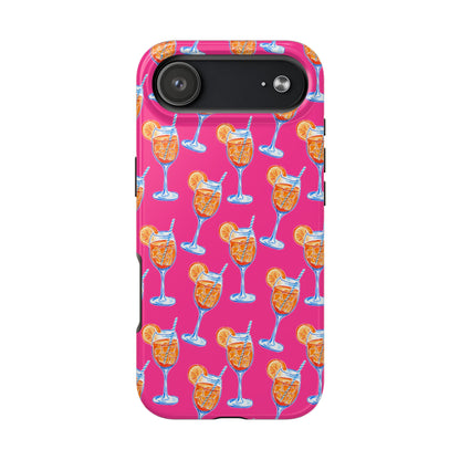 Orange & Blue Aperol Spritz Watercolor Pattern Hot Pink Phone Case | Various Models iPhone 17 Air