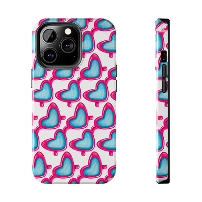 Pink Heart Shaped Sunglasses Watercolor Illustrated Tough Phone Case | Various Models iPhone 13 Pro