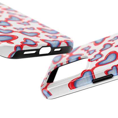 Red, White, & Blue Heart Shaped Watercolor Sunglasses Tossed Pattern Tough Phone Cases