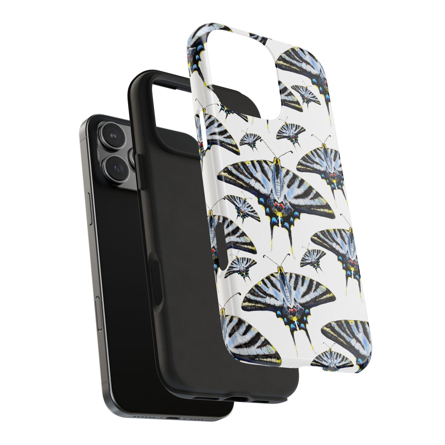 Light Blue Swallowtail Butterflies Watercolor Illustrated Pale Blue Tough Phone Case | Various Models