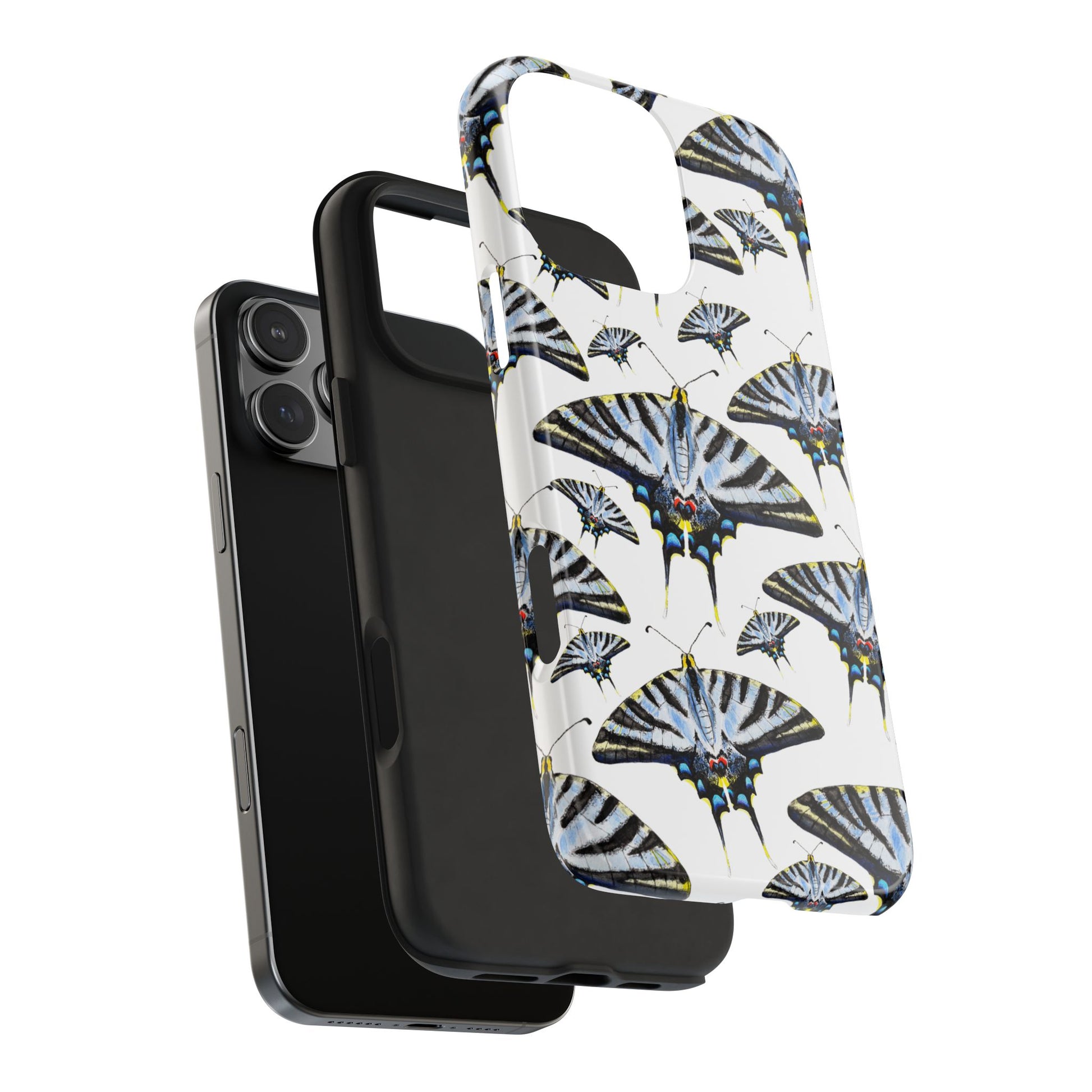Light Blue Swallowtail Butterflies Watercolor Illustrated Pale Blue Tough Phone Case | Various Models