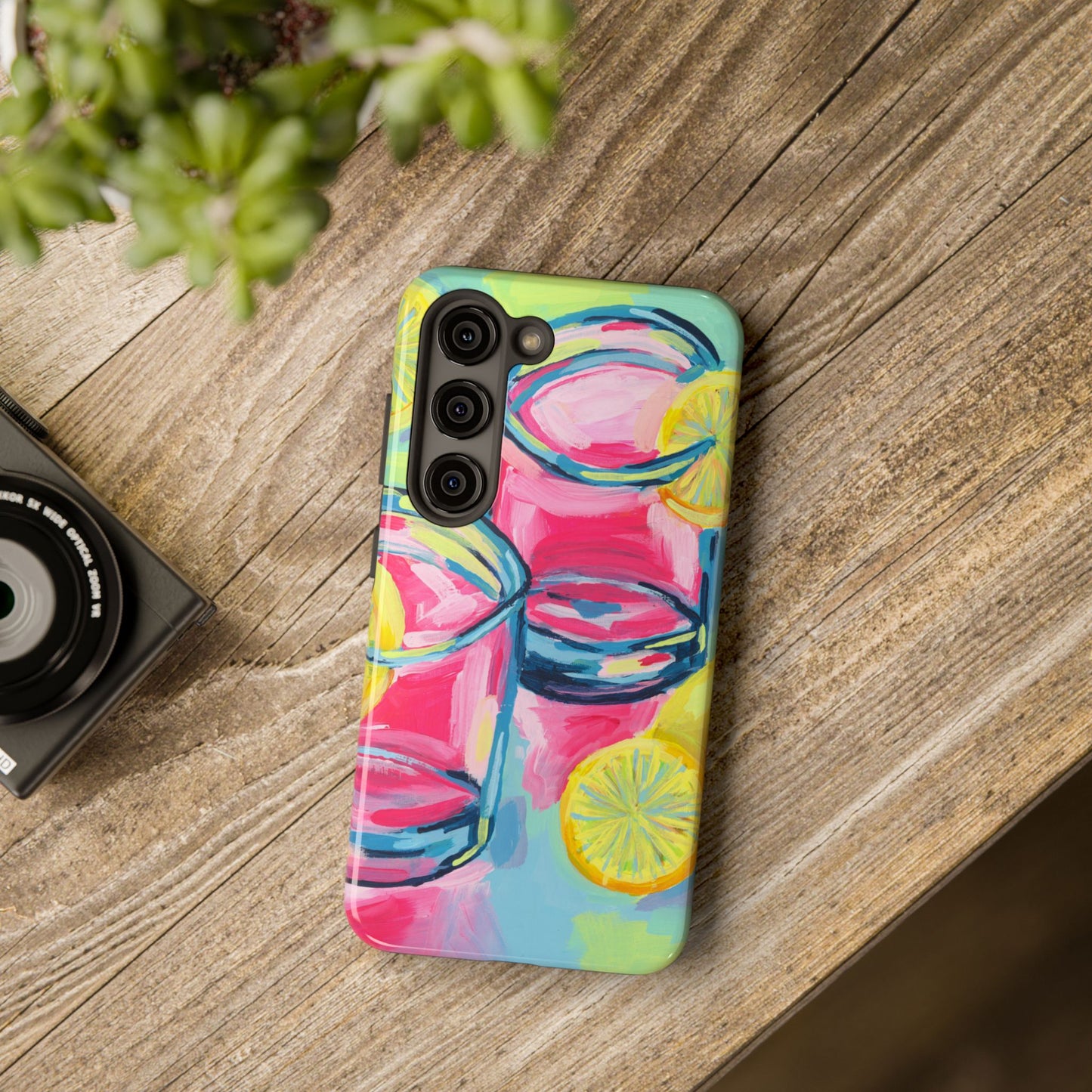 Pink Lemonade Abstract Acrylic Cocktails Tough Phone Case | Various Models Available