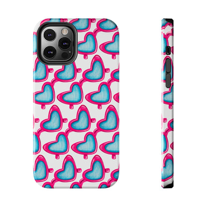 Pink Heart Shaped Sunglasses Watercolor Illustrated Tough Phone Case | Various Models iPhone 12 Pro