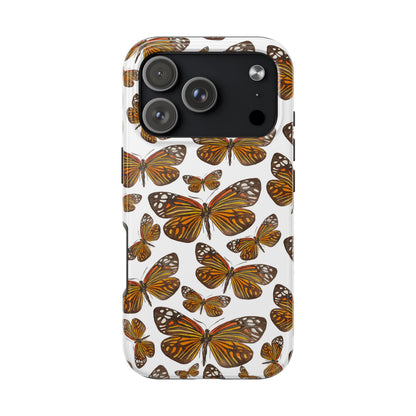 Black & Orange Butterfly Watercolor Illustrated Tossed Pattern Tough Phone Case | Various Models iPhone 17 Pro
