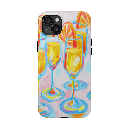 Pink Orange Mimosas Blue Champagne Flutes Abstract Acrylic Tough Phone Case | Various Models