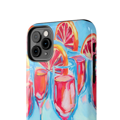 Pink Blood Orange Mimosas Blue Champagne Flute Acrylic Tough Phone Case | Various Models Available