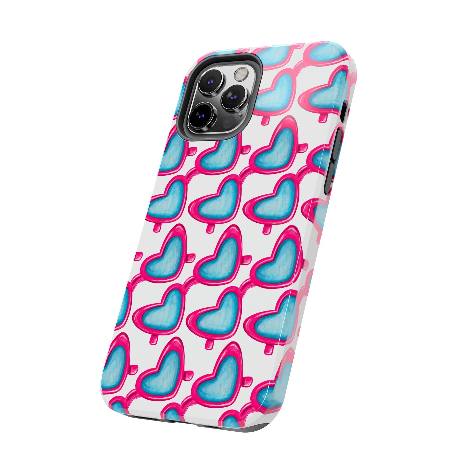 Pink Heart Shaped Sunglasses Watercolor Illustrated Tough Phone Case | Various Models