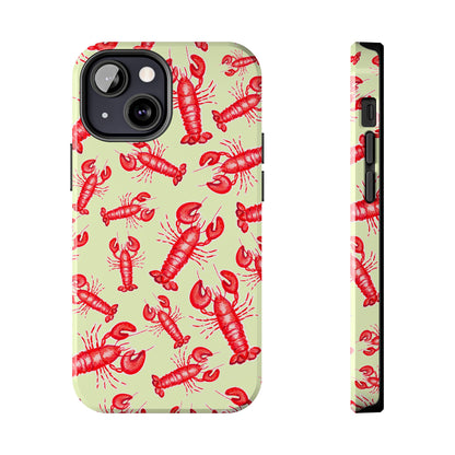 Red Lobster Watercolor Illustrated Tossed Pattern Light Yellow Tough Phone Case | Various Models