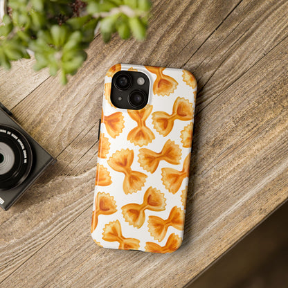 Tossed Farfalle Bow Tie Pasta Watercolor Illustrated White Tough Phone Case | Various Models