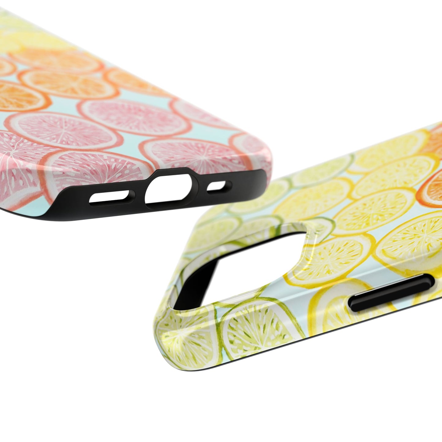 Ombré Citrus Grapefruit, Oranges, Lemons, & Limes Watercolor Illustrated Light Blue Tough Phone Case | Various Models Available