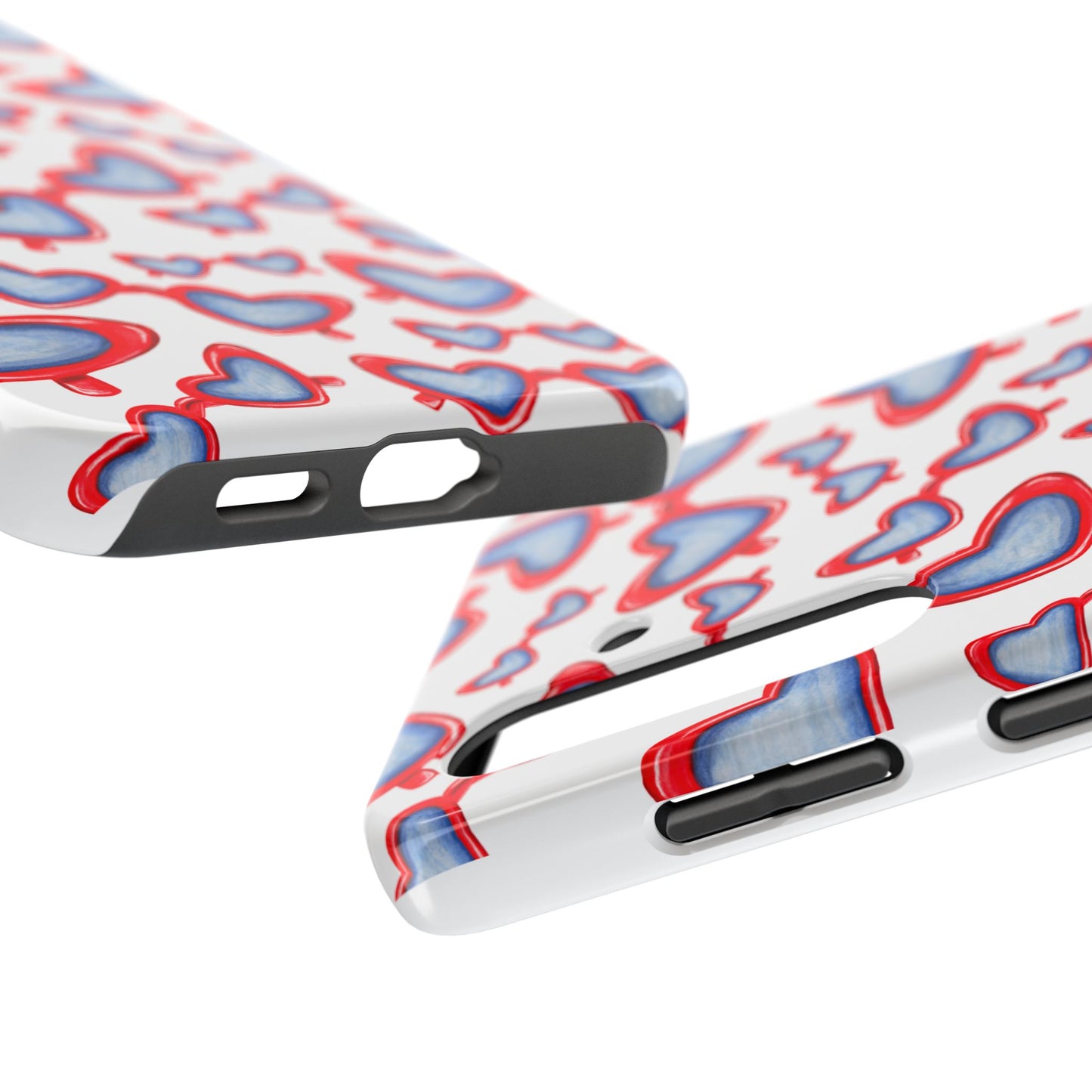 Red, White, & Blue Heart Shaped Watercolor Sunglasses Tossed Pattern Tough Phone Cases