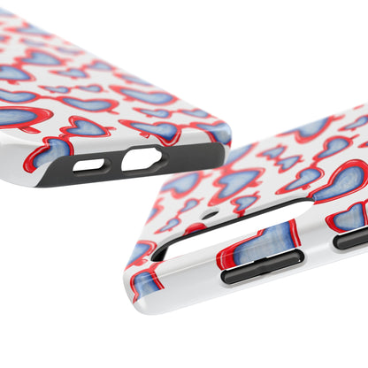 Red, White, & Blue Heart Shaped Watercolor Sunglasses Tossed Pattern Tough Phone Cases