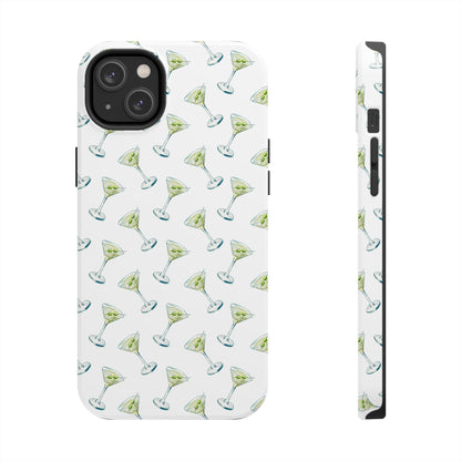 Martini Watercolor Illustrated Tossed Pattern Tough Phone Case | Various Models Available iPhone 14 Plus
