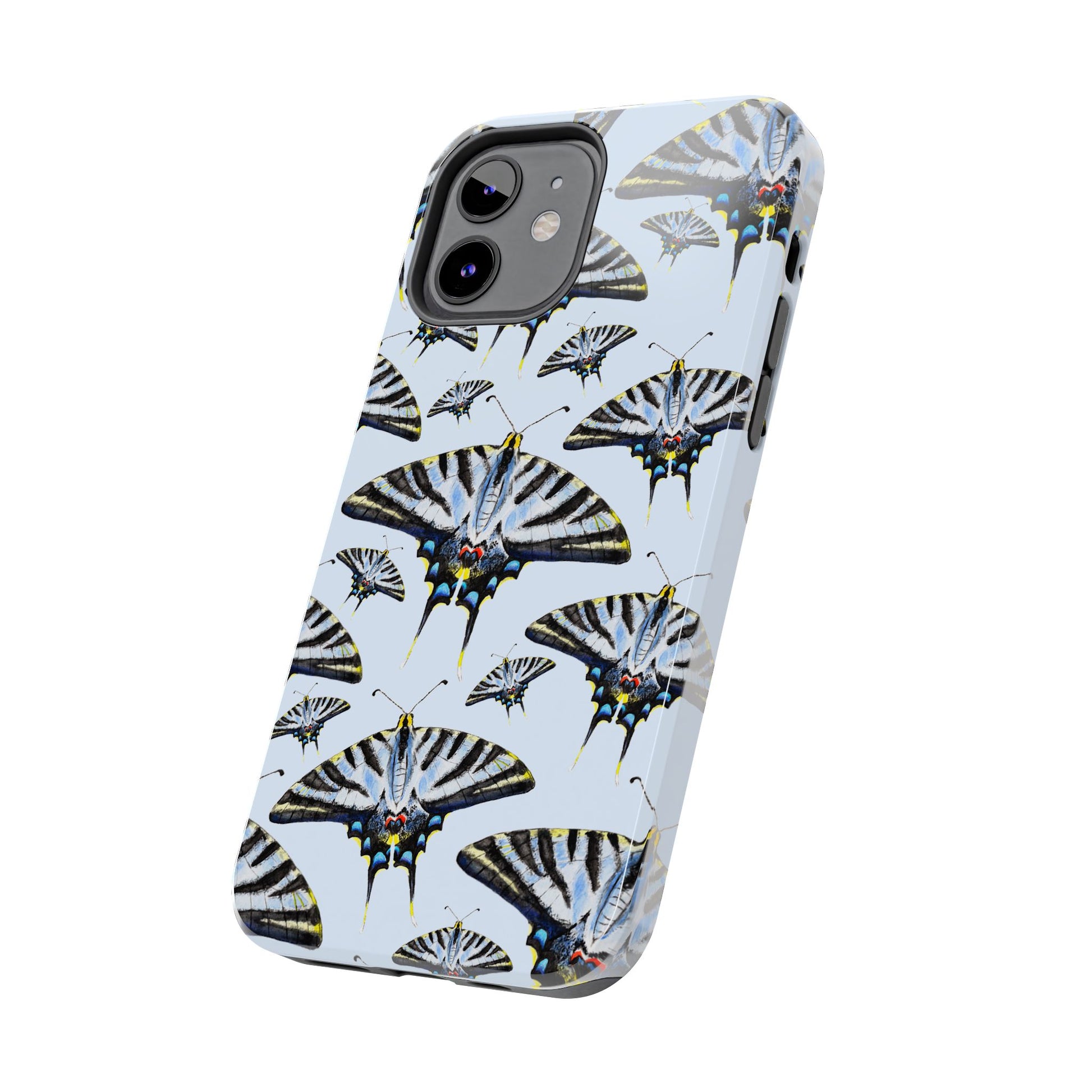 Light Blue Swallowtail Butterflies Watercolor Illustrated Pale Blue Tough Phone Case | Various Models