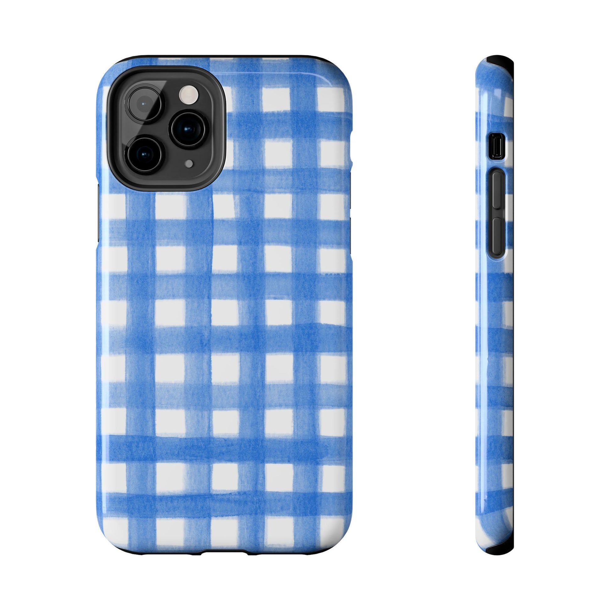 Blue Gingham Watercolor Preppy Tough Phone Case | Various models iPhone 11 Pro
