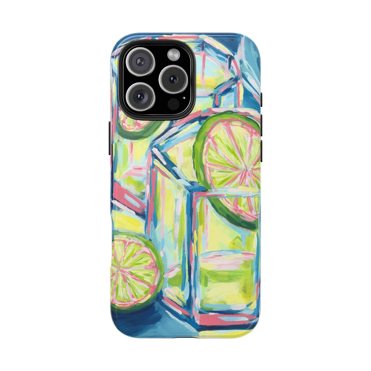 Pink Lime Green Yellow Margaritas Acrylic Tough Phone Case | Various Models Available