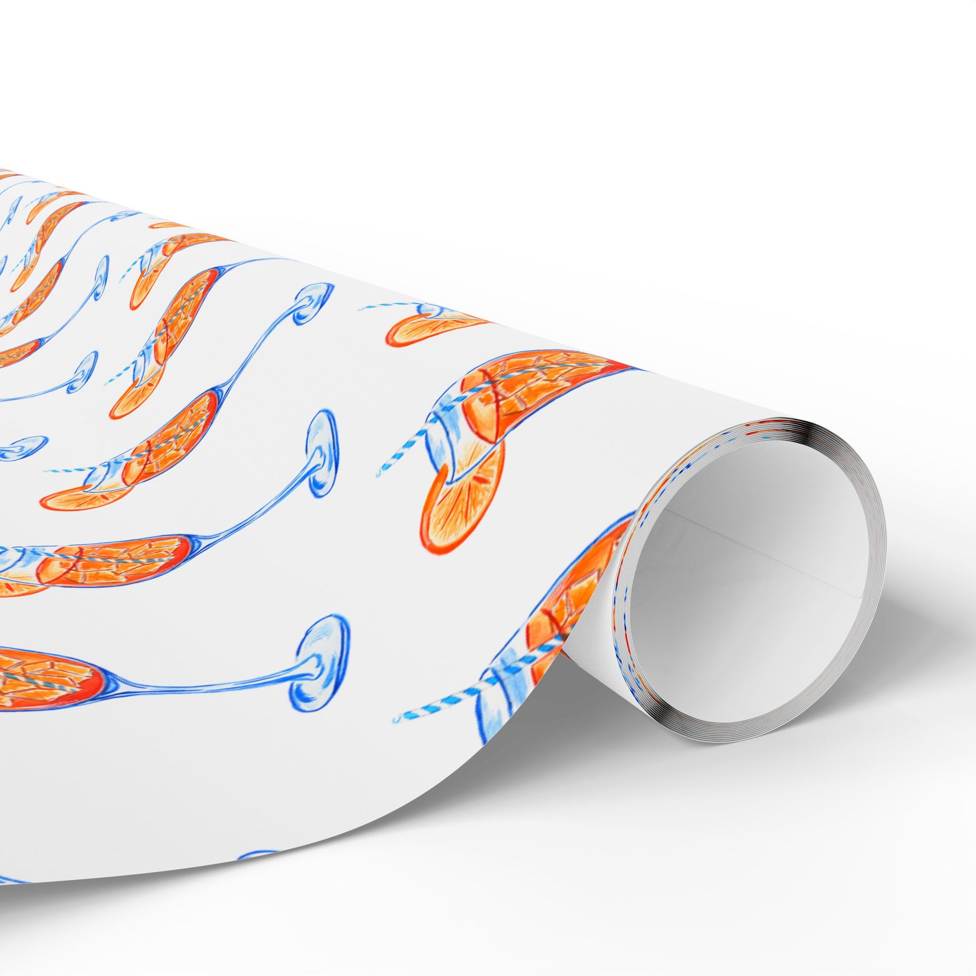 Aperol Spritz Gift Wrap Watercolor Illustrated | Matte or Glossy