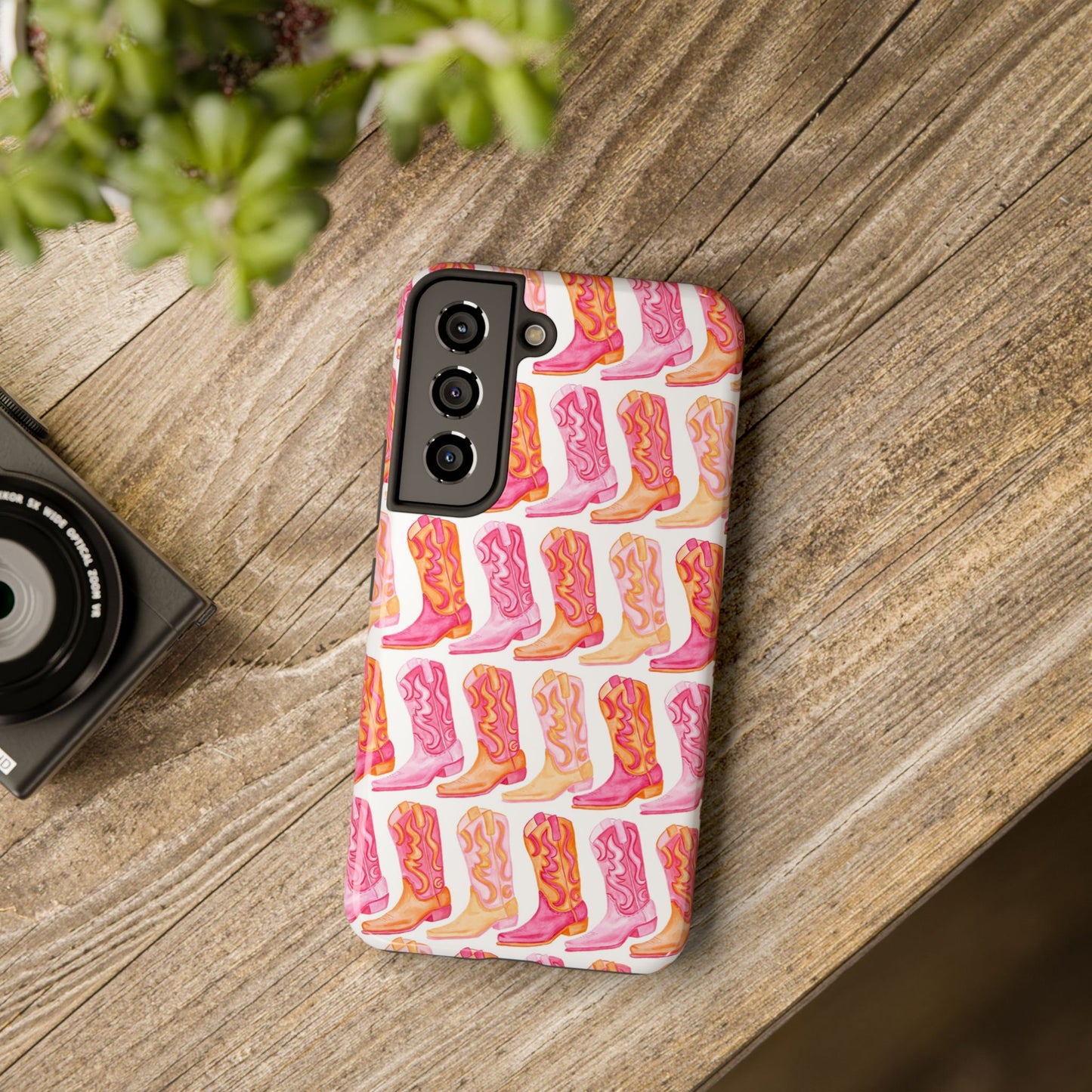 Rows of Hot Pink & Orange Cowboy Boots Tough Phone Cases | Various Models Available