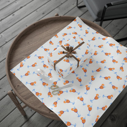 Aperol Spritz Gift Wrap Tossed Pattern | Matte or Glossy