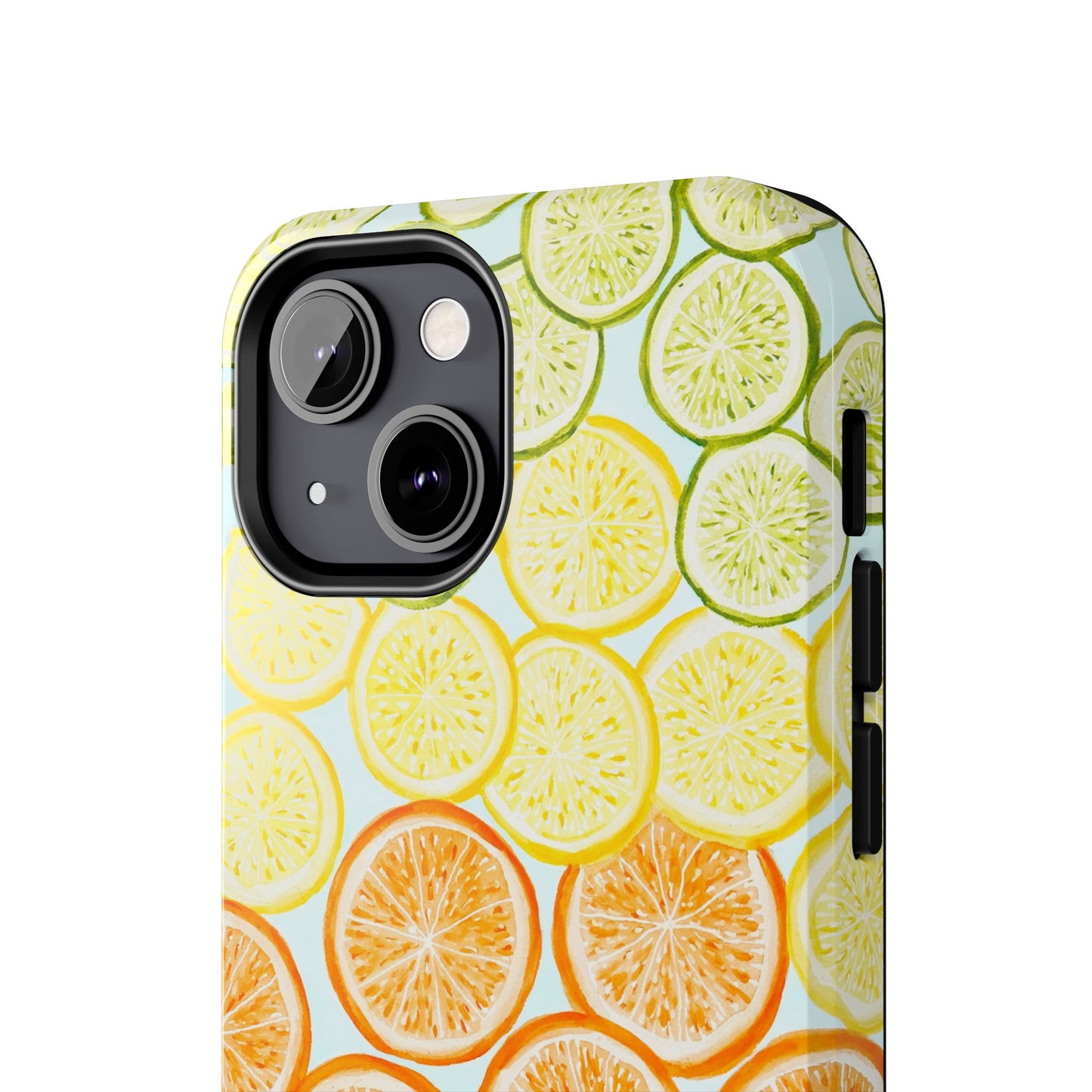 Ombré Citrus Grapefruit, Oranges, Lemons, & Limes Watercolor Illustrated Light Blue Tough Phone Case | Various Models Available