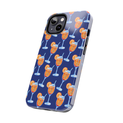 Orange & Blue Aperol Spritz Watercolor Pattern Navy Tough Case | Various Models