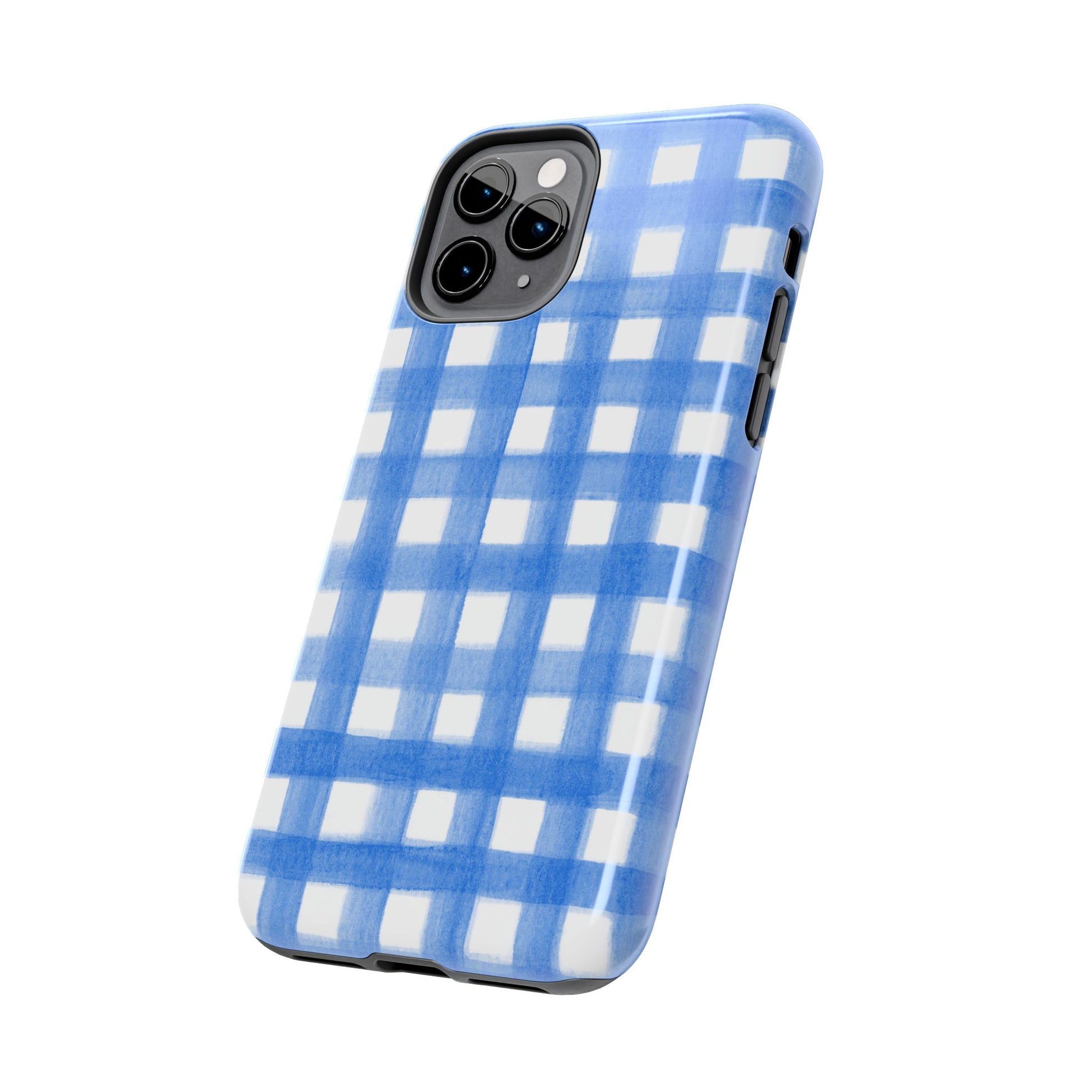 Blue Gingham Watercolor Preppy Tough Phone Case | Various models