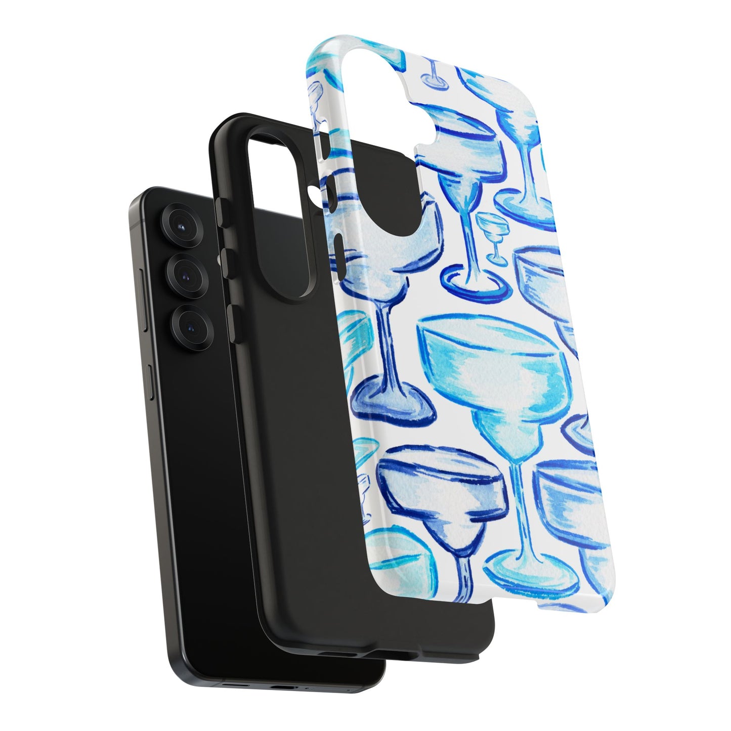 Coastal Shades of Blue Watercolor Margaritas Tough Phone Case | Various Models Available
