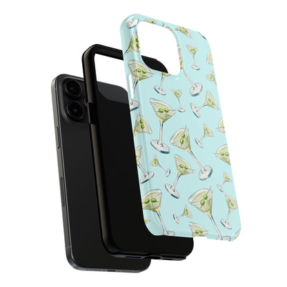 Watercolor Blue and Green Martinis Tossed Illustrated Pattern Turquoise Blue Tough Phone Case | Various Models