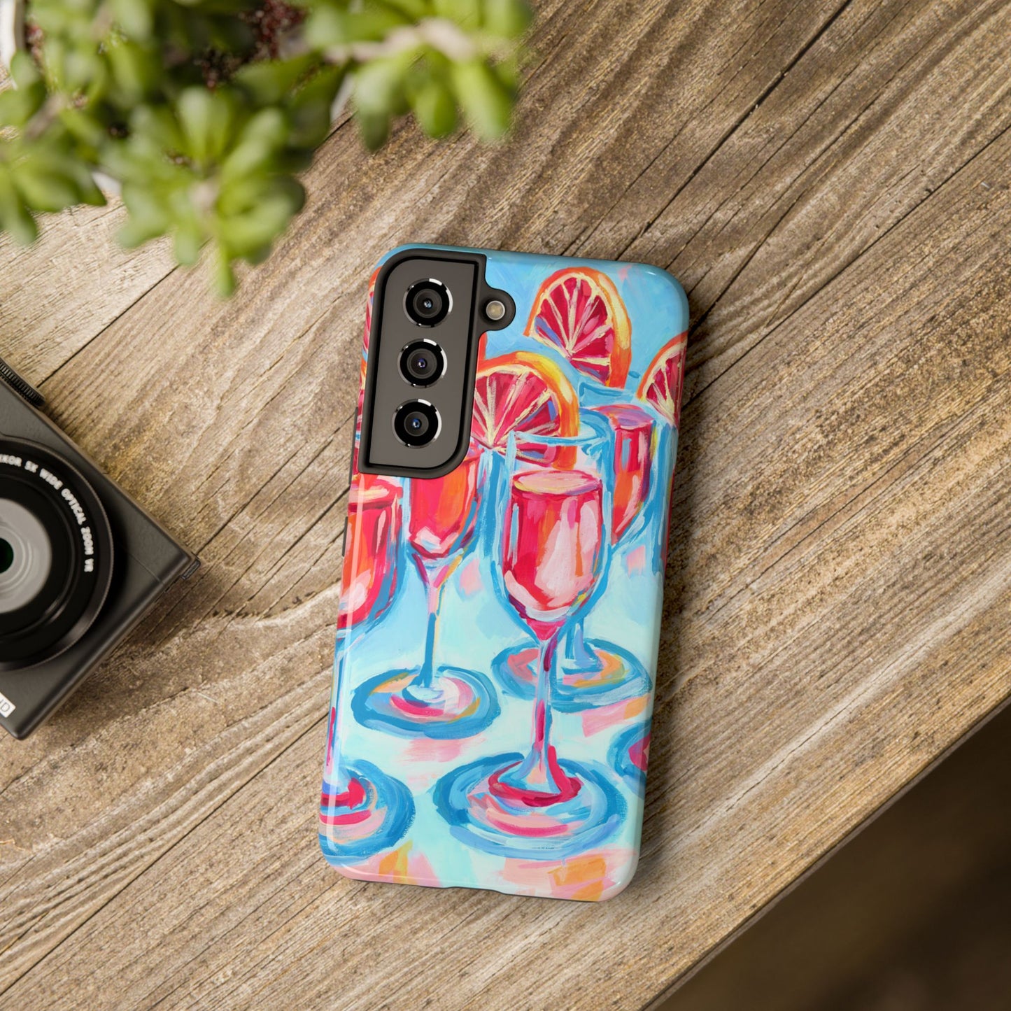 Pink Blood Orange Mimosas Blue Champagne Flute Acrylic Tough Phone Case | Various Models Available