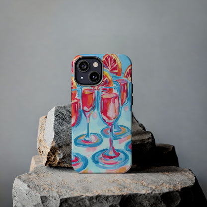 Pink Blood Orange Mimosas Blue Champagne Flute Acrylic Tough Phone Case | Various Models Available