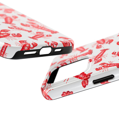Watercolor Red Lobster Coastal Illustrated Patterned Tough Phone Case | Various Models