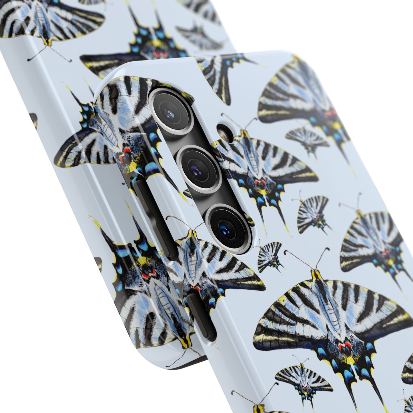 Light Blue Swallowtail Butterflies Watercolor Illustrated Pale Blue Tough Phone Case | Various Models