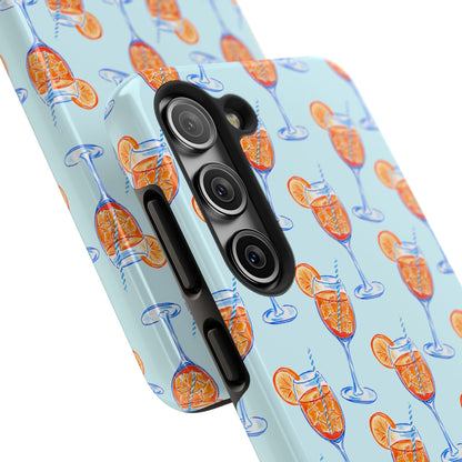 Orange & Blue Aperol Spritz Watercolor Pattern Turquoise Phone Case | Various Models