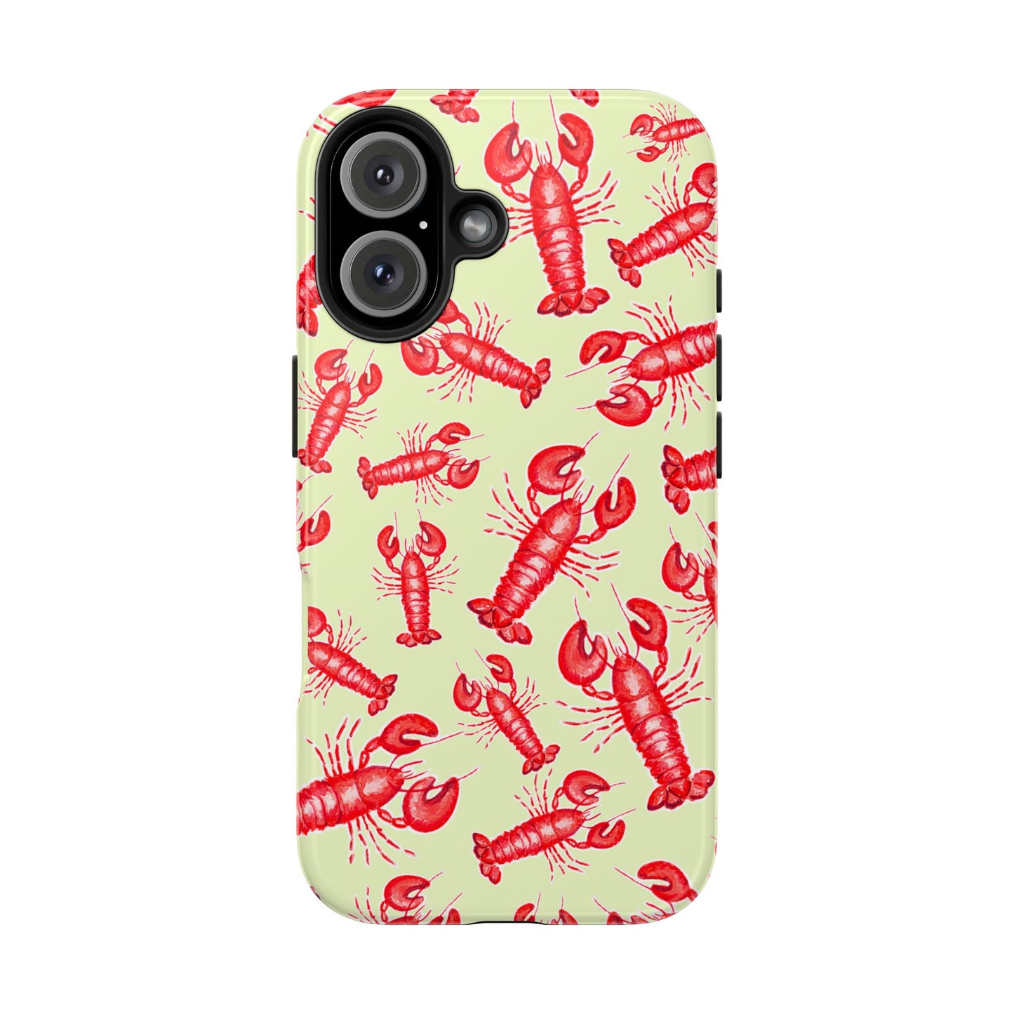 Red Lobster Watercolor Illustrated Tossed Pattern Light Yellow Tough Phone Case | Various Models