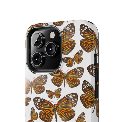Black & Orange Butterfly Watercolor Illustrated Tossed Pattern Tough Phone Case | Various Models