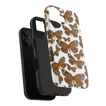 Black & Orange Butterfly Watercolor Illustrated Tossed Pattern Tough Phone Case | Various Models