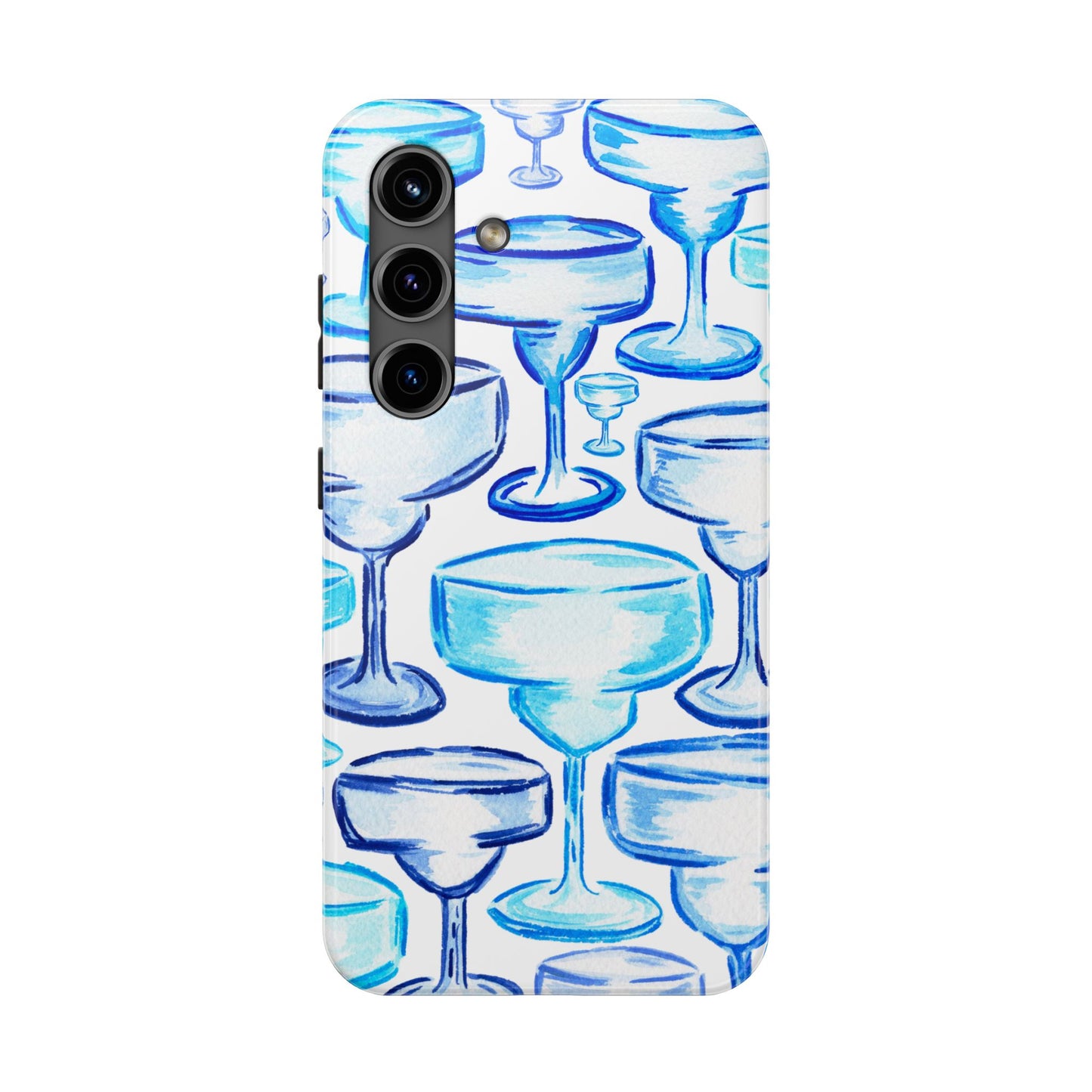 Coastal Shades of Blue Watercolor Margaritas Tough Phone Case | Various Models Available Samsung Galaxy S24
