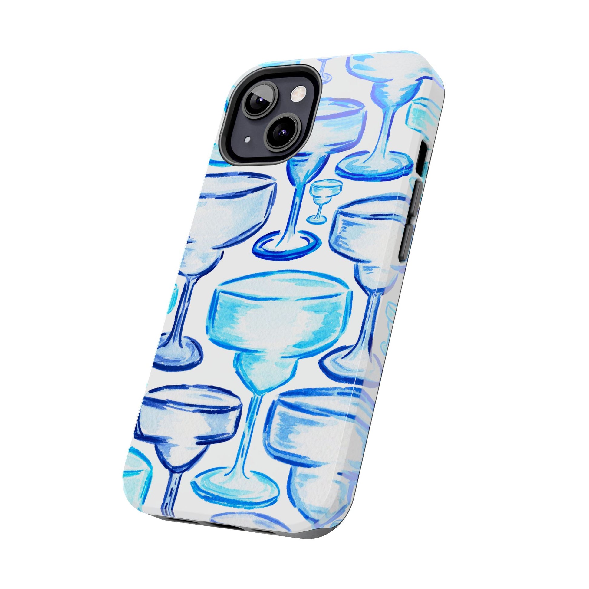 Coastal Shades of Blue Watercolor Margaritas Tough Phone Case | Various Models Available