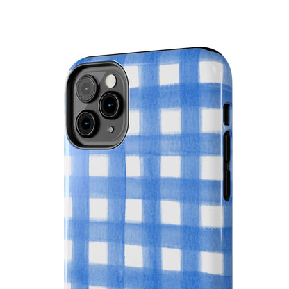 Blue Gingham Watercolor Preppy Tough Phone Case | Various models