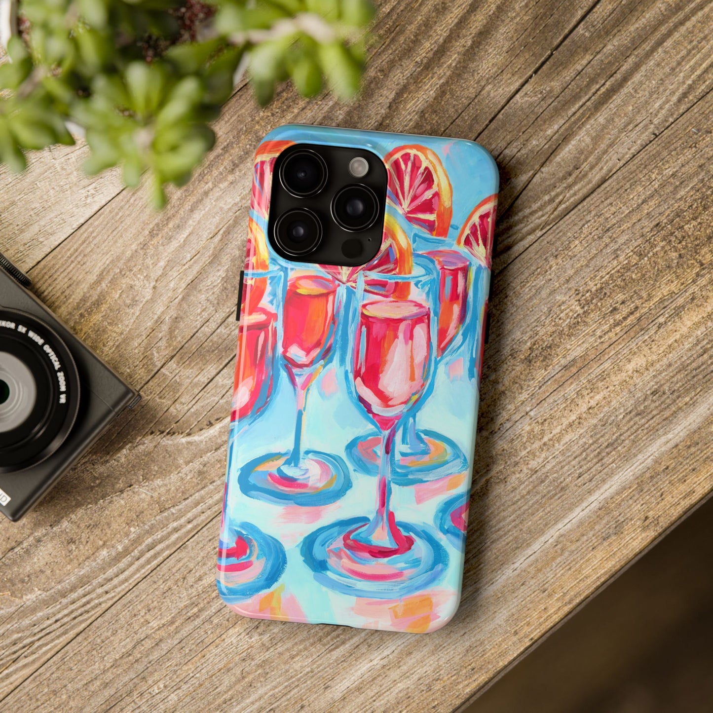 Pink Blood Orange Mimosas Blue Champagne Flute Acrylic Tough Phone Case | Various Models Available