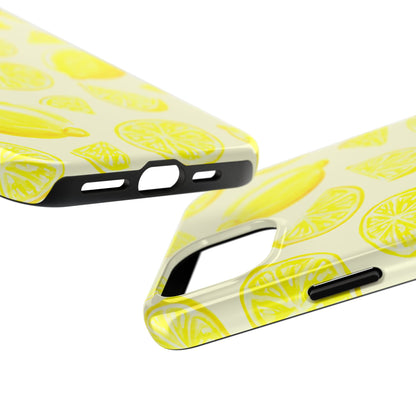 Bright Yellow Lemons Watercolor Illustrated Tossed Pattern Pale Yellow Tough Phone Case | Various Models