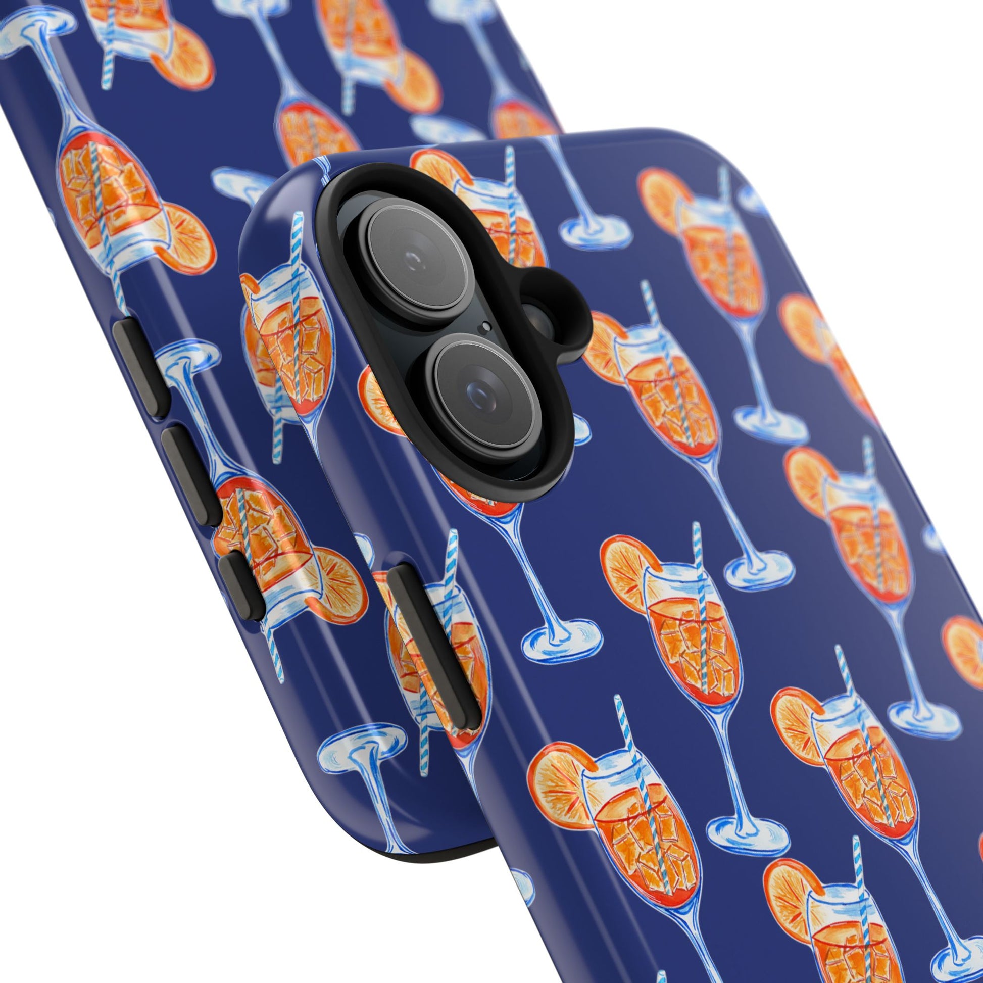 Orange & Blue Aperol Spritz Watercolor Pattern Navy Tough Case | Various Models