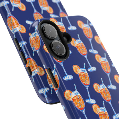 Orange & Blue Aperol Spritz Watercolor Pattern Navy Tough Case | Various Models
