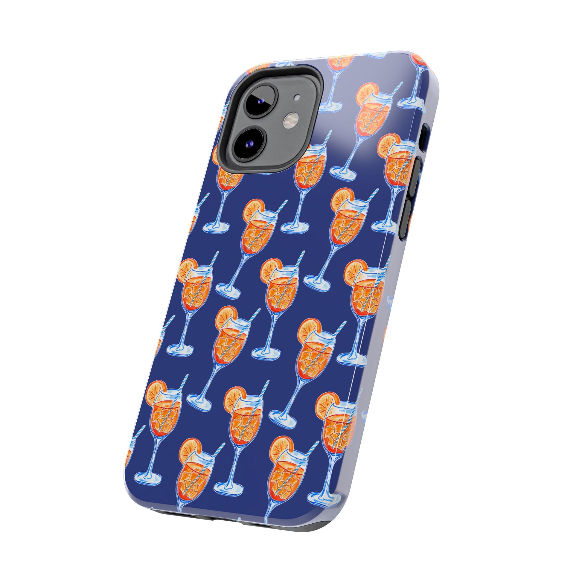 Orange & Blue Aperol Spritz Watercolor Pattern Navy Tough Case | Various Models