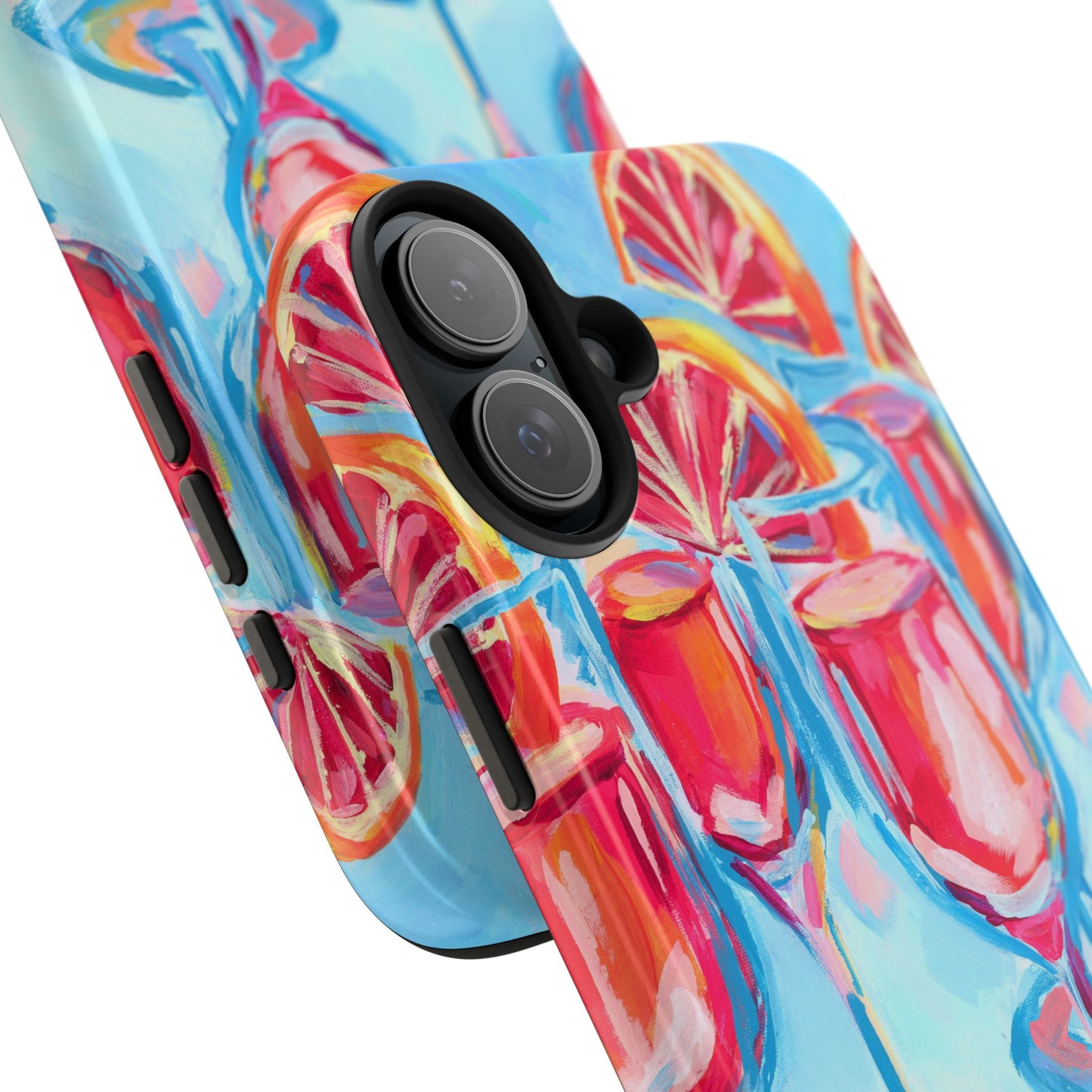 Pink Blood Orange Mimosas Blue Champagne Flute Acrylic Tough Phone Case | Various Models Available