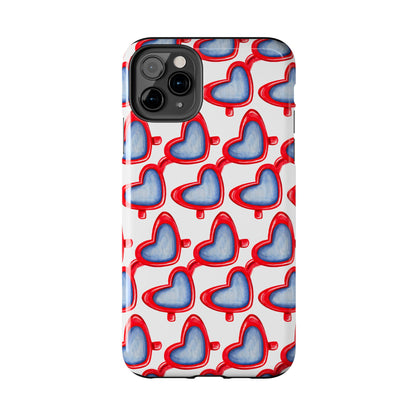 Red Heart Shaped Sunglasses Watercolor Illustrated Tough Phone Case | Various Models