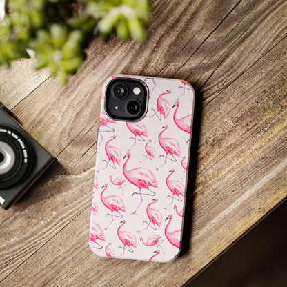 Pink Flamingos Watercolor Illustrated Tossed Pattern Blush Phone Case | Various Models