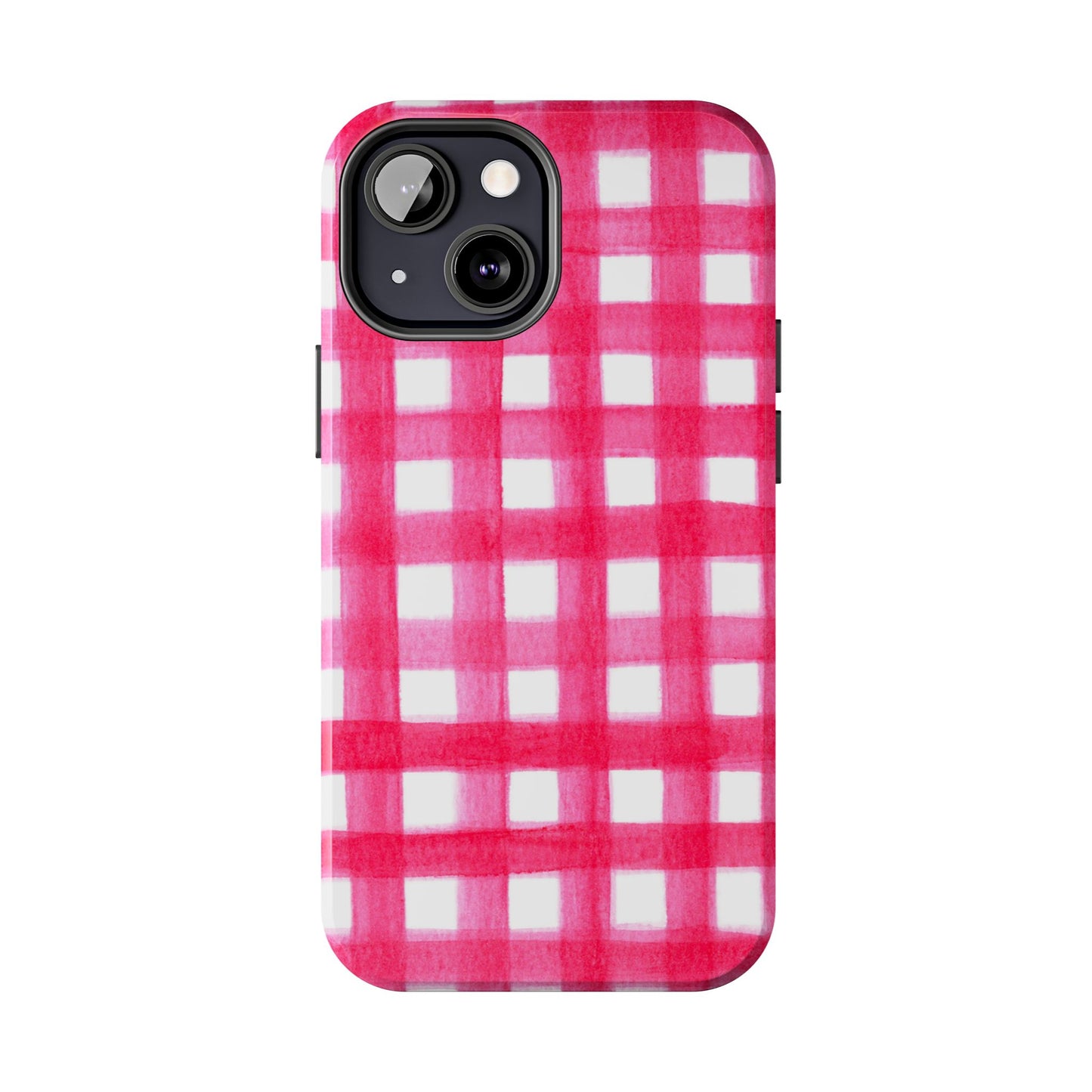 Hot Pink Gingham Watercolor Preppy Tough Phone Case | Various models